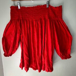 Lauren Ralph Lauren Red Off The Shoulder Blouse Women’s Size 2X